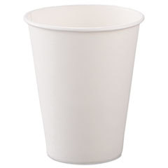 SOLO CUPS Single-Sided Poly Paper Hot Cups  8oz  White  50/bag  20 Bags/carton; UNIT OF MEASURE: BX