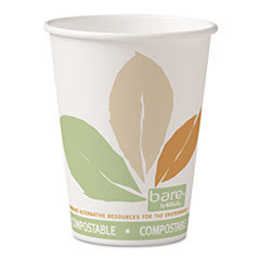 SOLO CUPS Bare Pla Paper Hot Cups  12oz  White W/leaf Design  50/bag  20 Bags/carton; UNIT OF MEASURE: BX