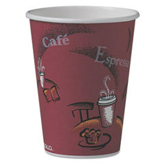 SOLO CUPS Bistro Design Hot Drink Cups  Paper  12oz  Maroon  50/pack; UNIT OF MEASURE: PG