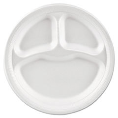 SOLO CUPS Basix Foam Dinnerware  Plate  9in Dia  3 Compartment  White  500/carton; UNIT OF MEASURE: BX