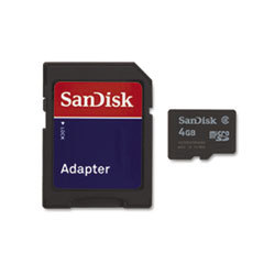 SANDISK CORPORATION Microsdhc Memory Card With Adapter  Class 4  4gb; UNIT OF MEASURE: EA