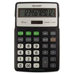 SHARP ELECTRONICS El-R287bbk Recycled Series Calculator W/kickstand  12-Digit Lcd; UNIT OF MEASURE: EA