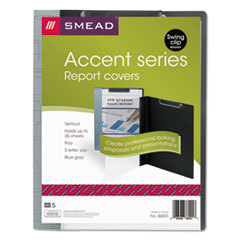 SMEAD MANUFACTURING CO. Accent Series Poly Report Cover  Binding Clip  Letter  Blue Gray  5/pack; UNIT OF MEASURE: PG