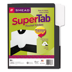 SMEAD MANUFACTURING CO. Supertab Two-Pocket Folders  Letter Size  Black  5/pack; UNIT OF MEASURE: PG
