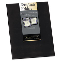 SOUTHWORTH CO. Certificate Holder  Black  Linen  105 Lbs.  12 X 9-1/2  10/pack; UNIT OF MEASURE: PG