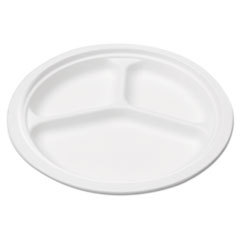 SAVANNAH SUPPLIES INC. Bagasse 10in Three-Compartment Plate  50 Per Pack  10 Packs Per Carton; UNIT OF MEASURE: BX