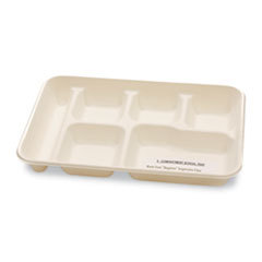 SAVANNAH SUPPLIES INC. Sugarcane-Fiber Food Trays  6-Comp  White  125/pack  2 Packs/carton; UNIT OF MEASURE: BX
