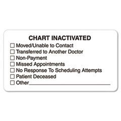 TABBIES inChart Inactivatedin Medical Labels  1-3/4 X 3-1/4  White  250/roll; UNIT OF MEASURE: RL