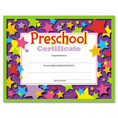 TREND ENTERPRISES  INC. Colorful Classic Certificates  Preschool Certificate  8 1/2 X 11  30 Per Pack; UNIT OF MEASURE: PG