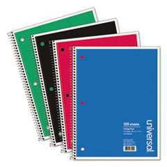 UNIVERSAL OFFICE PRODUCTS Wirebound Notebook  8-1/2 X 11  College Ruled  120 Sheets  Assorted Color Cover; UNIT OF MEASURE: EA
