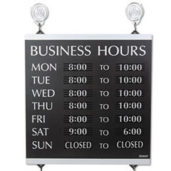 U. S. STAMP &amp; SIGN Century Series Business Hours Sign  Heavy-Duty Plastic  13 X 14  Black; UNIT OF MEASURE: EA