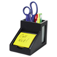 VICTOR SYSTEMS/KARDEX Midnight Black Collection Pencil Cup With Note Holder  4 X 6 3/10 X 4 1/2  Wood; UNIT OF MEASURE: EA