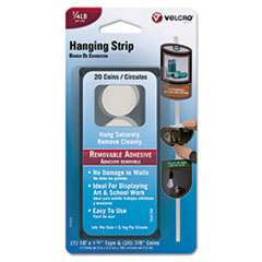 VELCRO USA  INC. Removable Hook And Loop Poster Hangers  1 1/4in X 10 Ft. Tape/20 Coins  White; UNIT OF MEASURE: EA