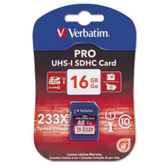 VERBATIM CORPORATION Pro 233x Sdhc Class 10/uhs-1 Memory Card  16gb; UNIT OF MEASURE: EA