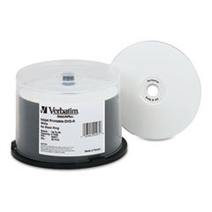 VERBATIM CORPORATION Inkjet Printable Dvd-R Discs  4.7gb  8x  Spindle  White  50/pack; UNIT OF MEASURE: PG ETS NSN6582771