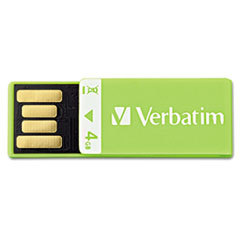 VERBATIM CORPORATION Clip-It Usb 2.0 Flash Drive  4g  Green; UNIT OF MEASURE: EA