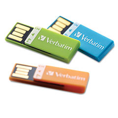 VERBATIM CORPORATION Clip-It Usb 2.0 Flash Drive  4g  3-Pack: Blue  Green  Orange; UNIT OF MEASURE: PG