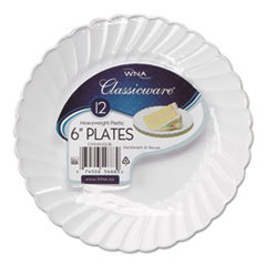 WNA  INC. Classicware Plastic Dinnerware Plates  6in Dia  White  12/pack; UNIT OF MEASURE: PG