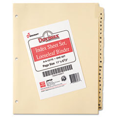 AbilityOne 7530001608477 Three-Hole Punched Index Sheet Set  Alpha  Letter  Buff  1/set UNIT OF MEASURE: ST