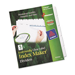 AbilityOne 7530016006977 Index Dividers  5-Tab  Blank Tabs  Letter  White  1 Set UNIT OF MEASURE: ST