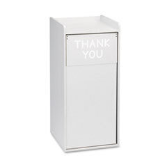 SAFCO PRODUCTS Push Door Waste Receptacle W/tray Holder  Square  Wood  36gal  Gray; UNIT OF MEASURE: EA