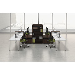 MAYLINE COMPANY E5 Two-Person Workstation With Beltway  123-1/2w X 73d X 29-1/2h  White/walnut; UNIT OF MEASURE: EA