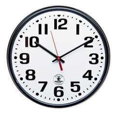 AbilityOne 6645014919814 Atomic Slimline Clock  Radio Controlled  Quartz  12in  Black UNIT OF MEASURE: EA