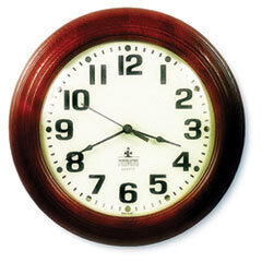 AbilityOne 6645014216904 Hardwood Wall Clock  16in  Off-White Face  Mahogany UNIT OF MEASURE: EA