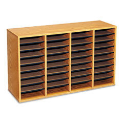 SAFCO PRODUCTS Wood/laminate Literature Sorter  36 Sections  39 1/4 X 11 3/4 X 24  Medium Oak; UNIT OF MEASURE: EA