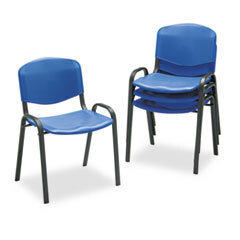 SAFCO PRODUCTS Contour Stacking Chairs  Blue W/black Frame  4/carton; UNIT OF MEASURE: BX