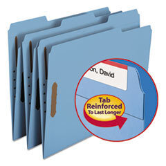 SMEAD MANUFACTURING CO. Folders  Two Fasteners  1/3 Cut Assorted Top Tab  Letter  Blue  50/box; UNIT OF MEASURE: BX