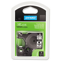 DYMO TAPE,D1 FABRC,1/2",BK/WHT; UNIT OF MEASURE: EA