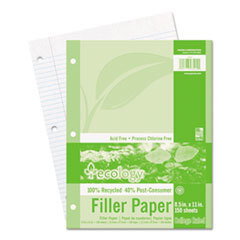 PACON CORPORATION Ecology Filler Paper  8-1/2 X 11  College Ruled  3-Hole Punch  We  150 Sheets/pk; UNIT OF MEASURE: PG