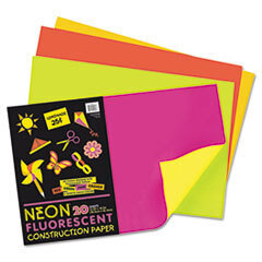 PACON CORPORATION Neon Construction Paper  76 Lbs.  12 X 18  Assorted  20 Sheets/pack; UNIT OF MEASURE: PG
