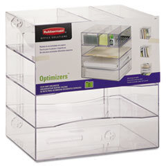 RUBBERMAID Optimizers Four-Way Organizer With Drawers  Plastic  10 X 13 1/4 X 13 1/4  Clear; UNIT OF MEASURE: EA