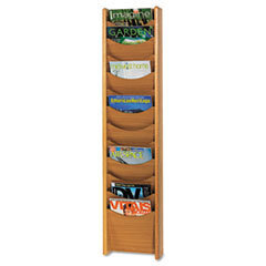 SAFCO PRODUCTS Solid Wood Wall-Mount Literature Display Rack  11-1/4 X 3-3/4 X 48  Medium Oak; UNIT OF MEASURE: EA