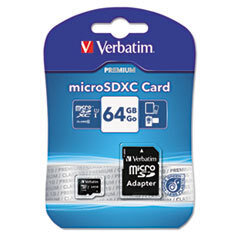 VERBATIM CORPORATION Microsdxc Memory Card With Sd Adapter  Class 10  64gb; UNIT OF MEASURE: EA