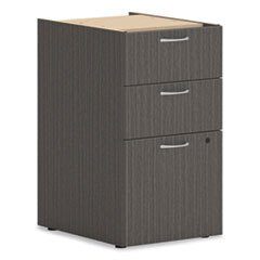 HON Mod Support Pedestal, Left or Right, 3-Drawers: Box/Box/File, Legal/Letter, Slate Teak, 15" x 20" x 28"
