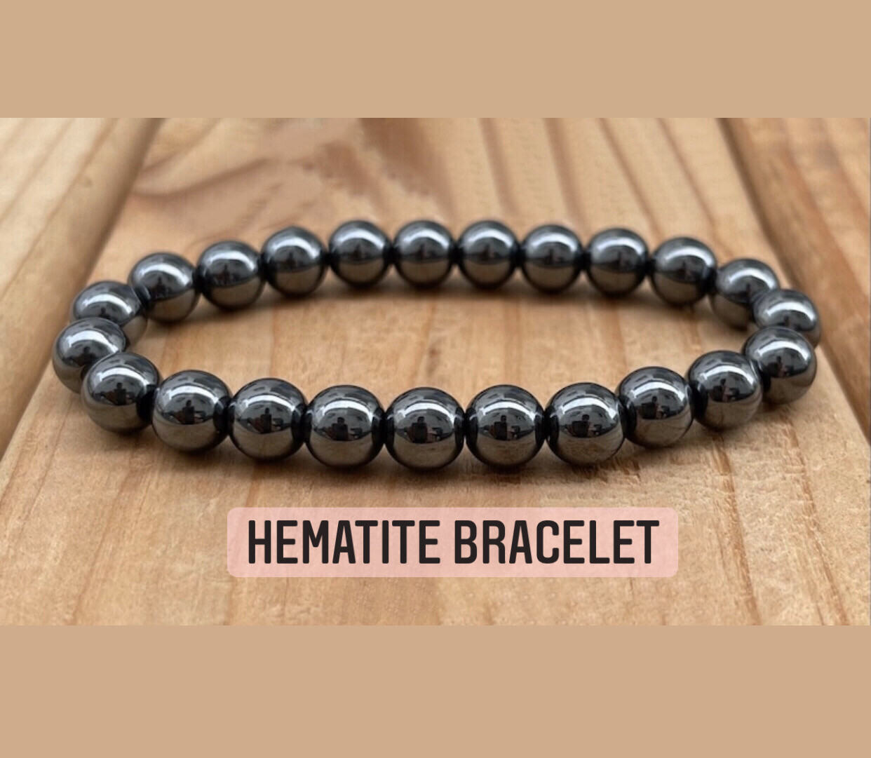 Hematite Beaded Bracelet 8mm - Stretchy