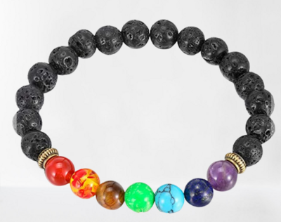 7 Chakra Lava Stone Bracelet - 8mm