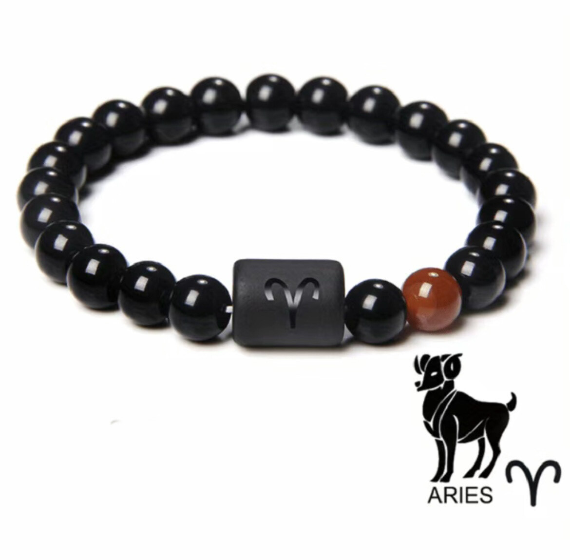 Zodiac Black Onyx Zodiac Bracelet with Gemstone / Unisex / Choose Your Sign