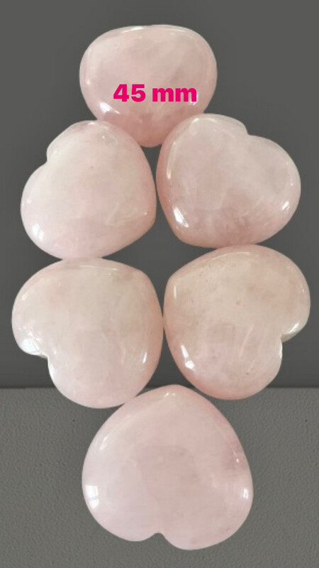 Natural Puffed Heart Shaped Crystal - Rose Quartz 45 MM