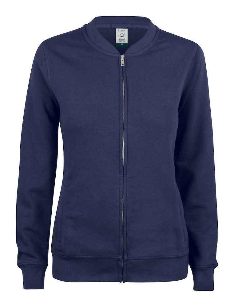 Felpa Cardigan Premium in Cotone Organico Donna, Colore: Blu Navy Scuro (580)