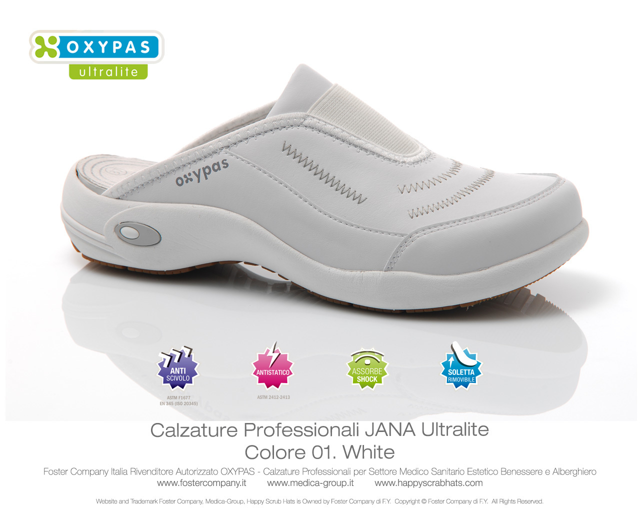 Calzature Professionali Oxypas JANA Colore 01. White - 02. Black - FINE  SERIE
