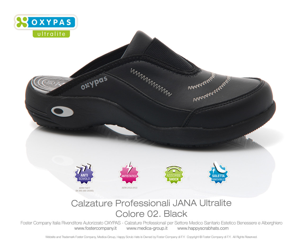 Calzature Professionali Oxypas JANA Colore 01. White - 02. Black - FINE  SERIE
