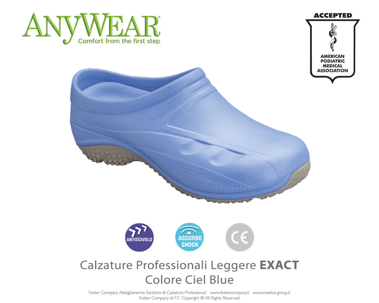 Calzature Professionali Anywear EXACT Colore Ciel Blue - FINE SERIE