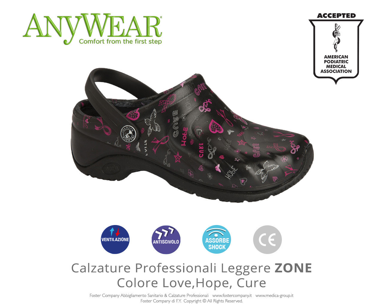 Calzature Professionali Anywear ZONE Colore Love Hope Cure - FINE SERIE