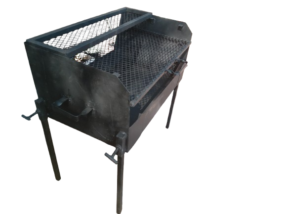 BRAAI STAND 3 LEVEL - HEAVY DUTY - WITH TOP WARMER GRID. MADE OF 2MM SHEET METAL - HEAVY DUTY