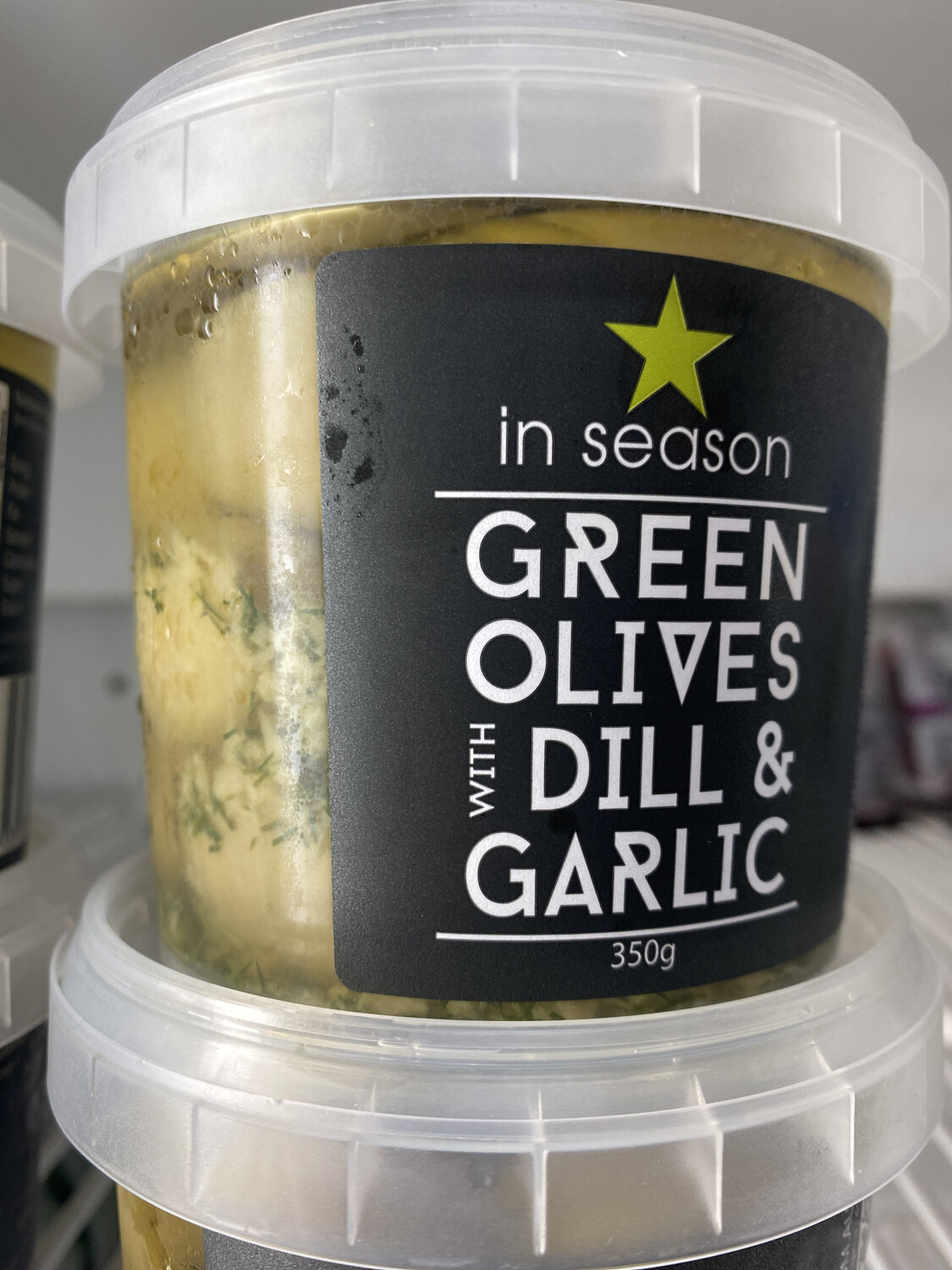 In Season Marinated Green Olives w Dill &amp; Garlic 350gm