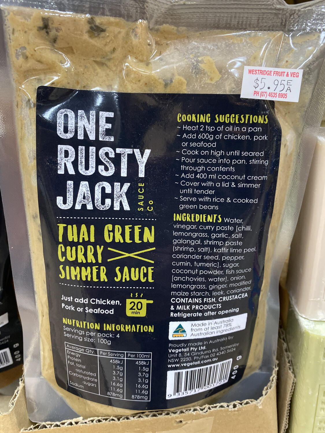Thai Green Curry Simmer Sauce, 400gm